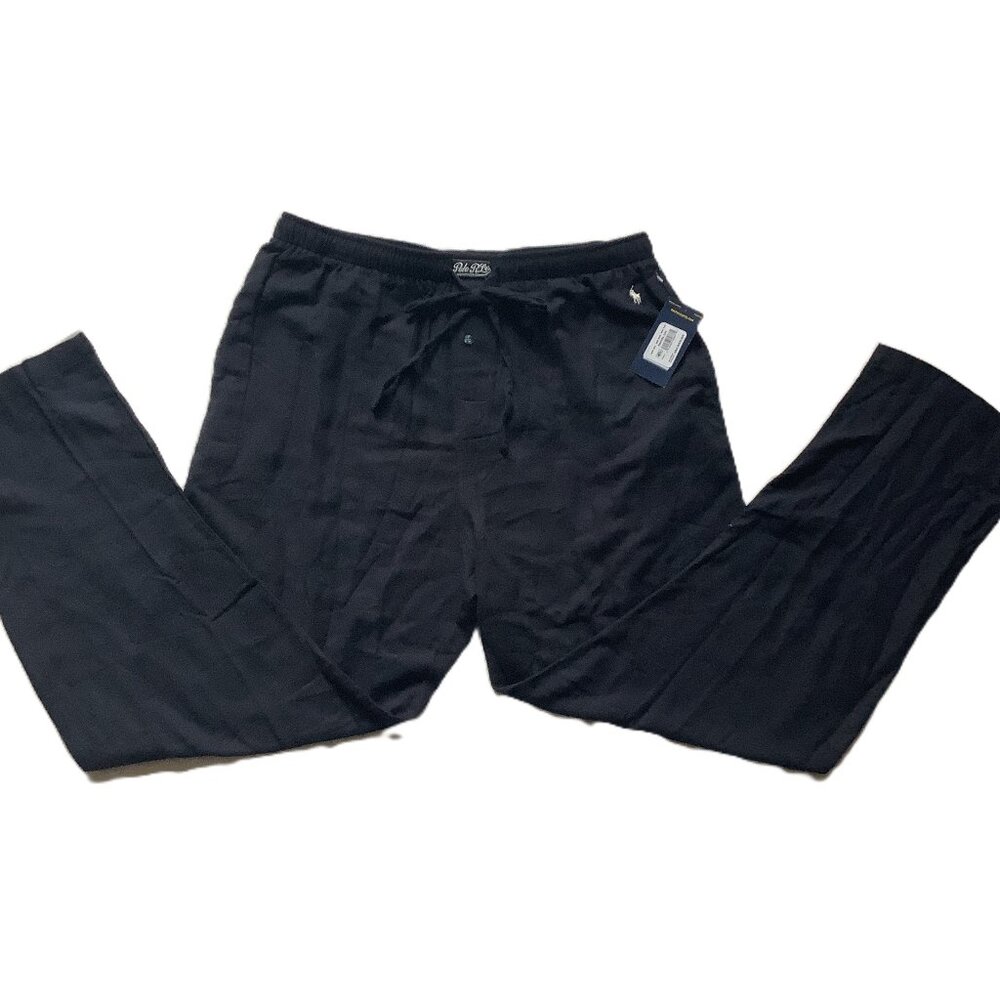 New Men's POLO Ralph Lauren Plaid Fleece Lounge Pajama Pants Black